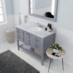 Winterfell 48" Single Bath Vanity in Gray with White Marble Top and Round Sink with Brushed Nickel Faucet and Matching Mirror