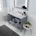 Winterfell 48" Single Bath Vanity in Gray with White Marble Top and Round Sink with Brushed Nickel Faucet and Matching Mirror