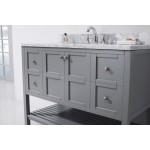 Winterfell 48" Single Bath Vanity in Gray with White Marble Top and Round Sink with Brushed Nickel Faucet and Matching Mirror