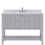 Winterfell 48" Single Bath Vanity in Gray with White Marble Top and Round Sink with Brushed Nickel Faucet