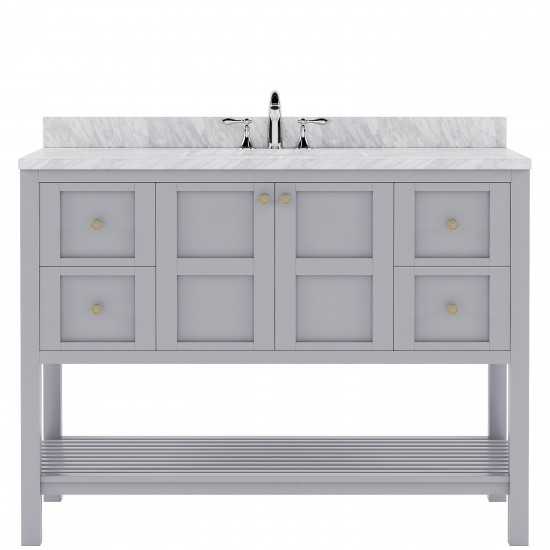 Winterfell 48" Single Bath Vanity in Gray with White Marble Top and Round Sink with Brushed Nickel Faucet