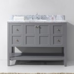 Winterfell 48" Single Bath Vanity in Gray with White Marble Top and Round Sink with Brushed Nickel Faucet