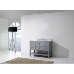 Winterfell 48" Single Bath Vanity in Gray with White Marble Top and Round Sink with Brushed Nickel Faucet