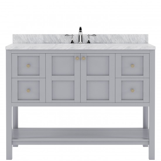 Winterfell 48" Single Bath Vanity in Gray with White Marble Top and Round Sink with Polished Chrome Faucet