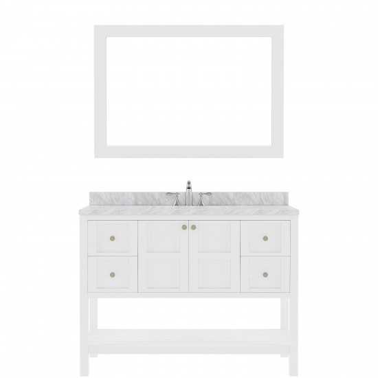 Winterfell 48" Single Bath Vanity in White with White Marble Top and Round Sink and Matching Mirror