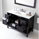 Winterfell 48" Single Bath Vanity in Espresso with White Marble Top and Square Sink and Matching Mirror