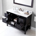 Winterfell 48" Single Bath Vanity in Espresso with White Marble Top and Square Sink with Brushed Nickel Faucet and Mirror