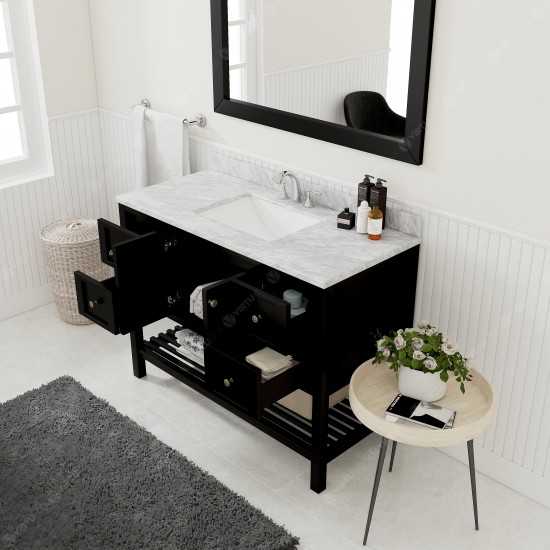 Winterfell 48" Single Bath Vanity in Espresso with White Marble Top and Square Sink with Polished Chrome Faucet and Mirror
