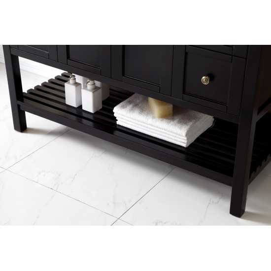 Winterfell 48" Single Bath Vanity in Espresso with White Marble Top and Square Sink with Polished Chrome Faucet and Mirror