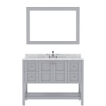 Winterfell 48" Single Bath Vanity in Gray with White Marble Top and Square Sink and Matching Mirror