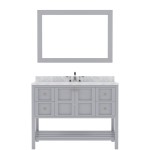 Winterfell 48" Single Bath Vanity in Gray with White Marble Top and Square Sink with Brushed Nickel Faucet and Matching Mirro