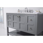 Winterfell 48" Single Bath Vanity in Gray with White Marble Top and Square Sink with Brushed Nickel Faucet and Matching Mirro