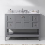 Winterfell 48" Single Bath Vanity in Gray with White Marble Top and Square Sink with Brushed Nickel Faucet