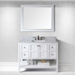 Winterfell 48" Single Bath Vanity in White with White Marble Top and Square Sink with Brushed Nickel Faucet and Matching Mirr