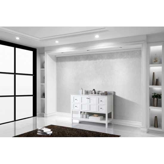 Winterfell 48" Single Bath Vanity in White with White Marble Top and Square Sink with Brushed Nickel Faucet