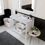 Winterfell 48" Single Bath Vanity in White with White Marble Top and Square Sink with Polished Chrome Faucet and Matching Mir