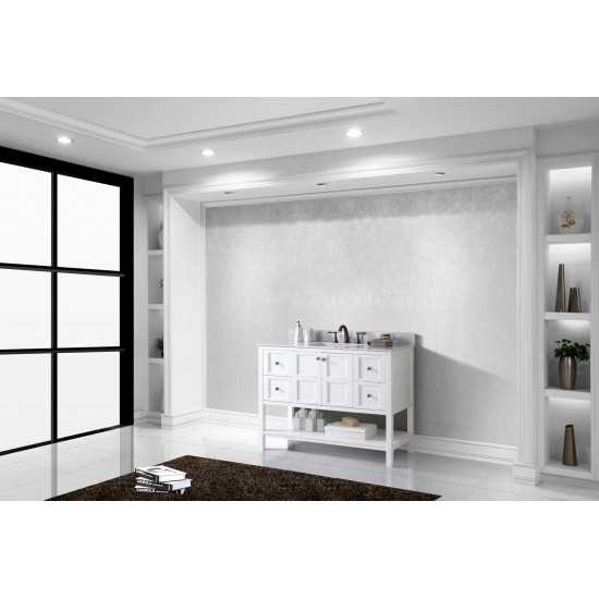Winterfell 48" Single Bath Vanity in White with White Marble Top and Square Sink with Polished Chrome Faucet