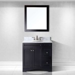 Elise 36" Single Bath Vanity in Espresso with White Marble Top and Round Sink and Matching Mirror