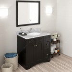 Elise 36" Single Bath Vanity in Espresso with White Marble Top and Round Sink and Matching Mirror