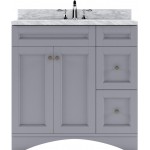 Elise 36" Single Bath Vanity in Gray with White Marble Top and Round Sink