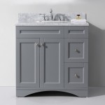 Elise 36" Single Bath Vanity in Gray with White Marble Top and Round Sink