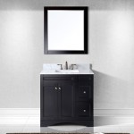 Elise 36" Single Bath Vanity in Espresso with White Marble Top and Square Sink with Brushed Nickel Faucet and Matching Mirror