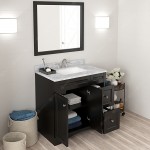 Elise 36" Single Bath Vanity in Espresso with White Marble Top and Square Sink with Brushed Nickel Faucet and Matching Mirror