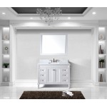 Tiffany 48" Single Bath Vanity in White with White Marble Top and Square Sink with Polished Chrome Faucet and Matching Mirror