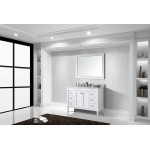 Tiffany 48" Single Bath Vanity in White with White Marble Top and Square Sink with Polished Chrome Faucet and Matching Mirror