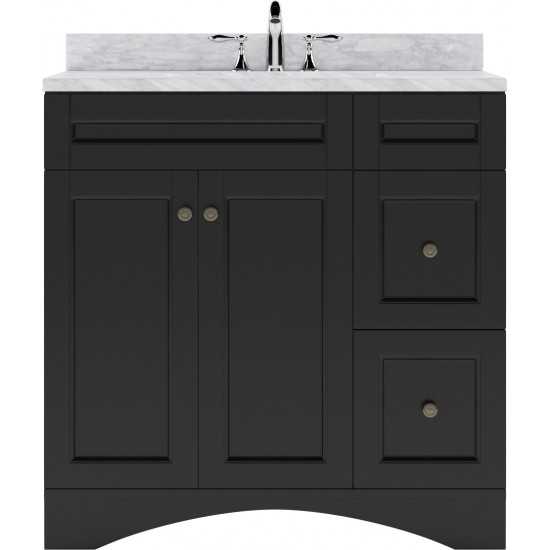 Elise 36" Single Bath Vanity in Espresso with White Marble Top and Square Sink