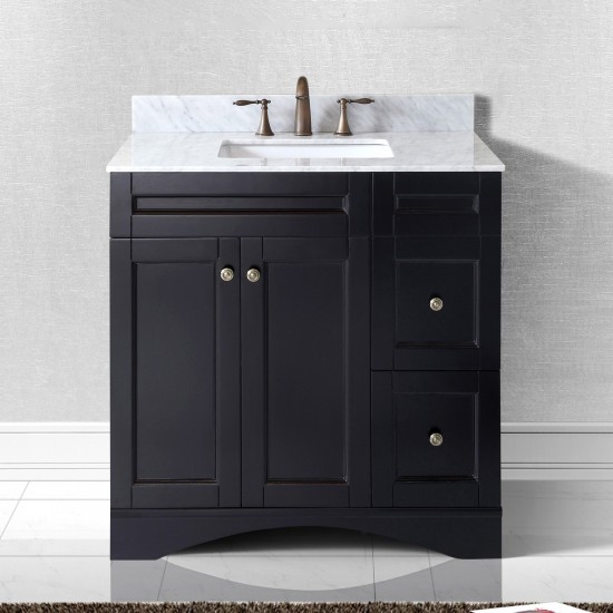 Elise 36" Single Bath Vanity in Espresso with White Marble Top and Square Sink