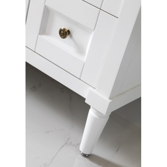 Tiffany 48" Single Bath Vanity in White with White Marble Top and Square Sink with Polished Chrome Faucet and Matching Mirror