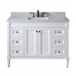 Tiffany 48" Single Bath Vanity in White with White Marble Top and Square Sink