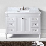 Tiffany 48" Single Bath Vanity in White with White Marble Top and Square Sink