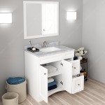 Elise 36" Single Bath Vanity in White with White Marble Top and Square Sink with Brushed Nickel Faucet and Matching Mirror