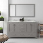 Caroline Avenue 60" Double Bath Vanity in Cashmere Gray with White Quartz Top and Round Sinks