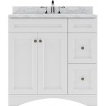 Elise 36" Single Bath Vanity in White with White Marble Top and Square Sink