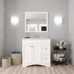 Elise 36" Single Bath Vanity in White with White Marble Top and Square Sink