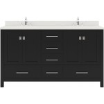 Caroline Avenue 60" Double Bath Vanity in Espresso with White Quartz Top and Round Sinks