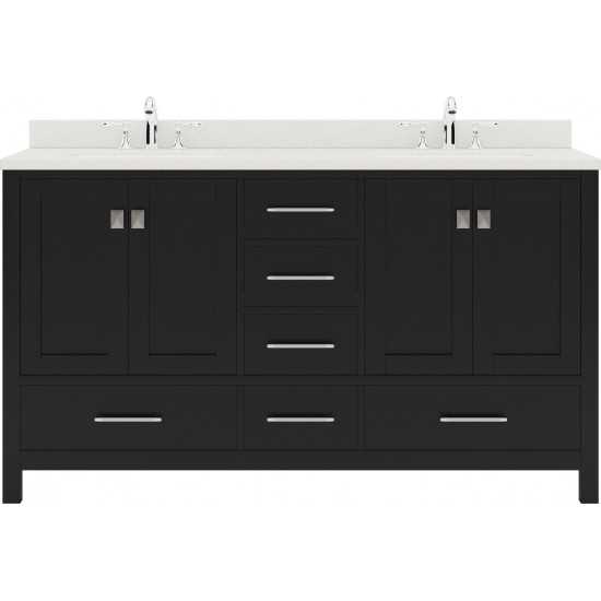 Caroline Avenue 60" Double Bath Vanity in Espresso with White Quartz Top and Round Sinks