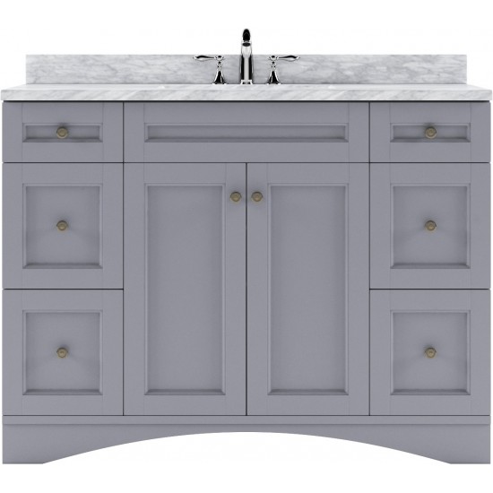 Elise 48" Single Bath Vanity in Gray with White Marble Top and Round Sink