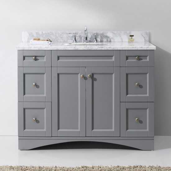 Elise 48" Single Bath Vanity in Gray with White Marble Top and Round Sink