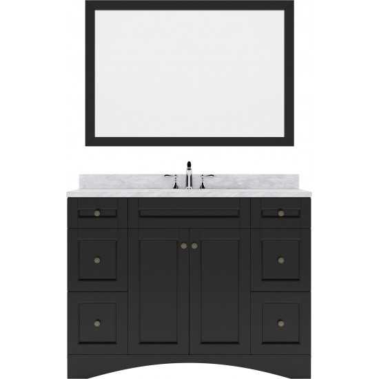 Elise 48" Single Bath Vanity in Espresso with White Marble Top and Square Sink and Matching Mirror