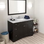 Elise 48" Single Bath Vanity in Espresso with White Marble Top and Square Sink and Matching Mirror