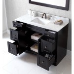 Elise 48" Single Bath Vanity in Espresso with White Marble Top and Square Sink and Matching Mirror