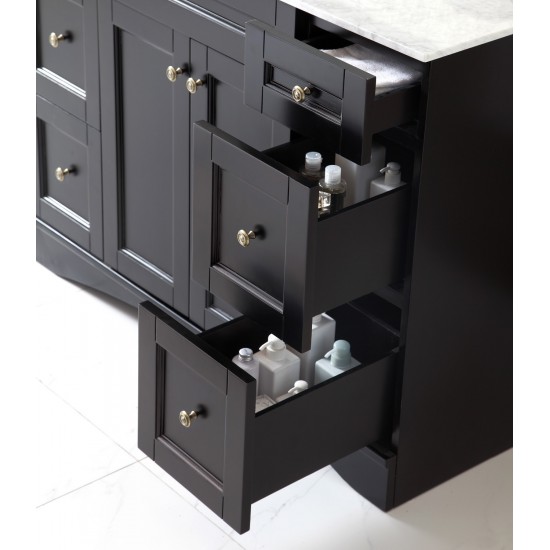 Elise 48" Single Bath Vanity in Espresso with White Marble Top and Square Sink with Brushed Nickel Faucet and Matching Mirror