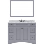 Elise 48" Single Bath Vanity in Gray with White Marble Top and Square Sink and Matching Mirror