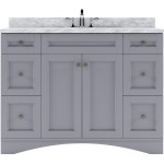 Elise 48" Single Bath Vanity in Gray with White Marble Top and Square Sink