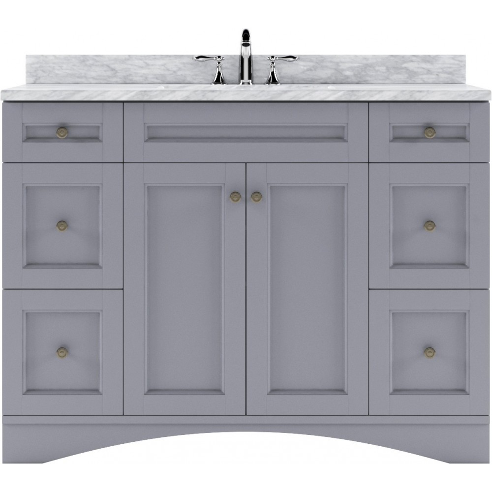 Elise 48" Single Bath Vanity in Gray with White Marble Top and Square Sink