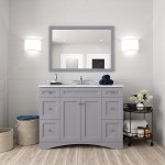 Elise 48" Single Bath Vanity in Gray with White Marble Top and Square Sink